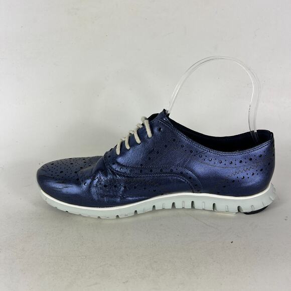 Cole Haan ZeroGrand Shoes Women's 7 Marine Blue Leather Comfort Wingtip Oxford - Picture 6 of 12